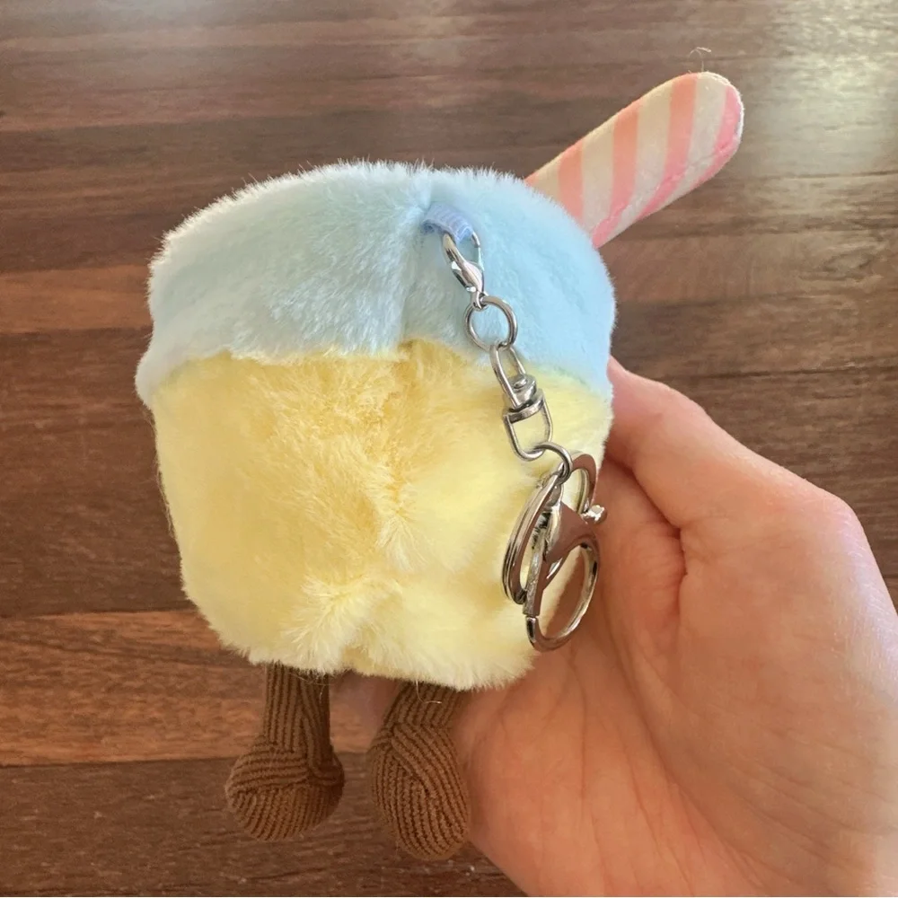 Cute Lemonade Plush Keychain Kawaii Fruit Charm Soft Mini Plush Bag Accessory